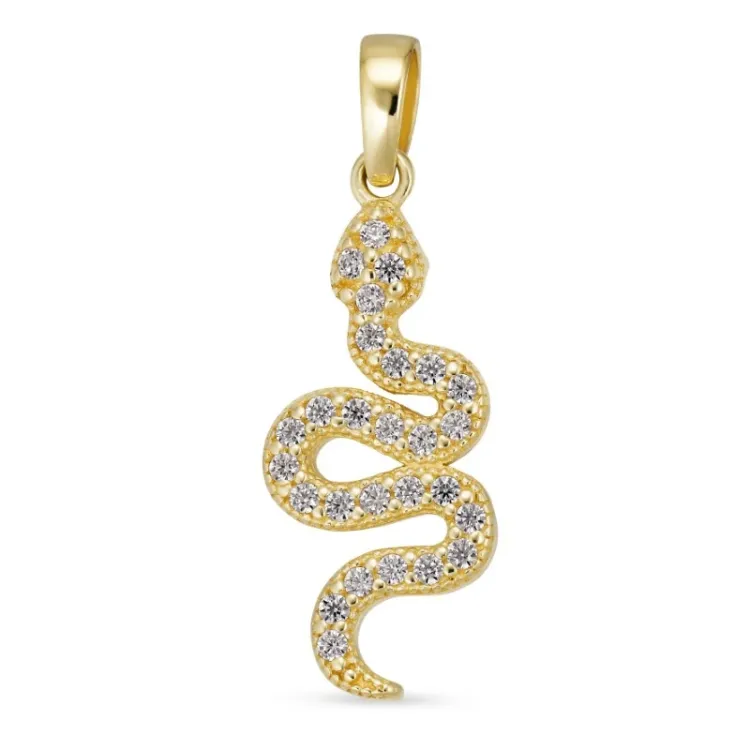 Schlange Zirkon Anhänger aus 8 Karat Gold - Gold Collection
