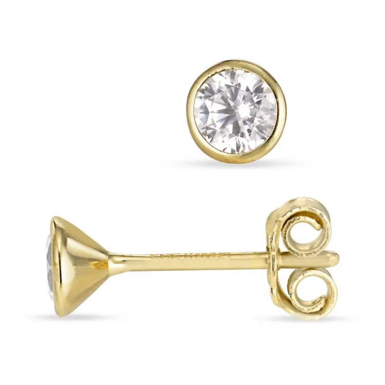 4 mm Ohrstecker in 8 Karat Gold mit Zirkon - Gold Collection