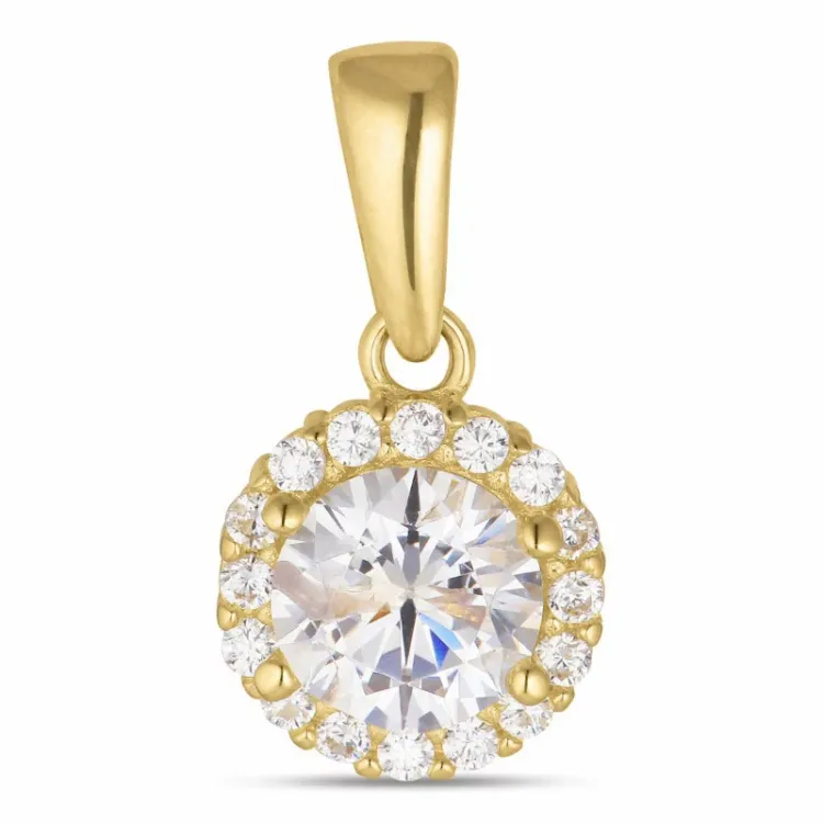 runder Zirkon Anhänger aus 8 Karat Gold - Gold Collection