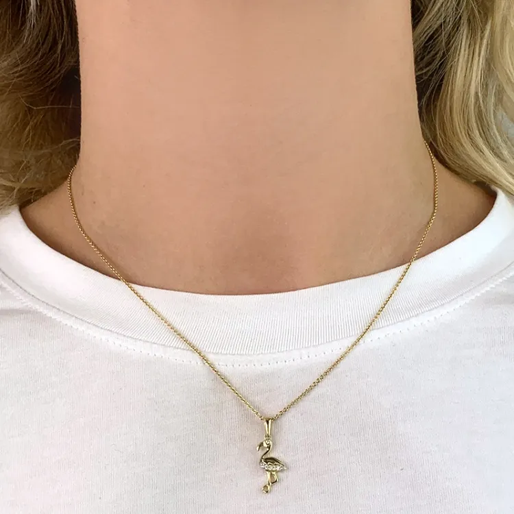 Flamingo Zirkon Anhänger aus 8 Karat Gold - Gold Collection