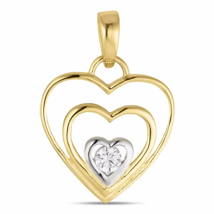 Herz Zirkon Anhänger aus 8 Karat Gold, rhodiniert