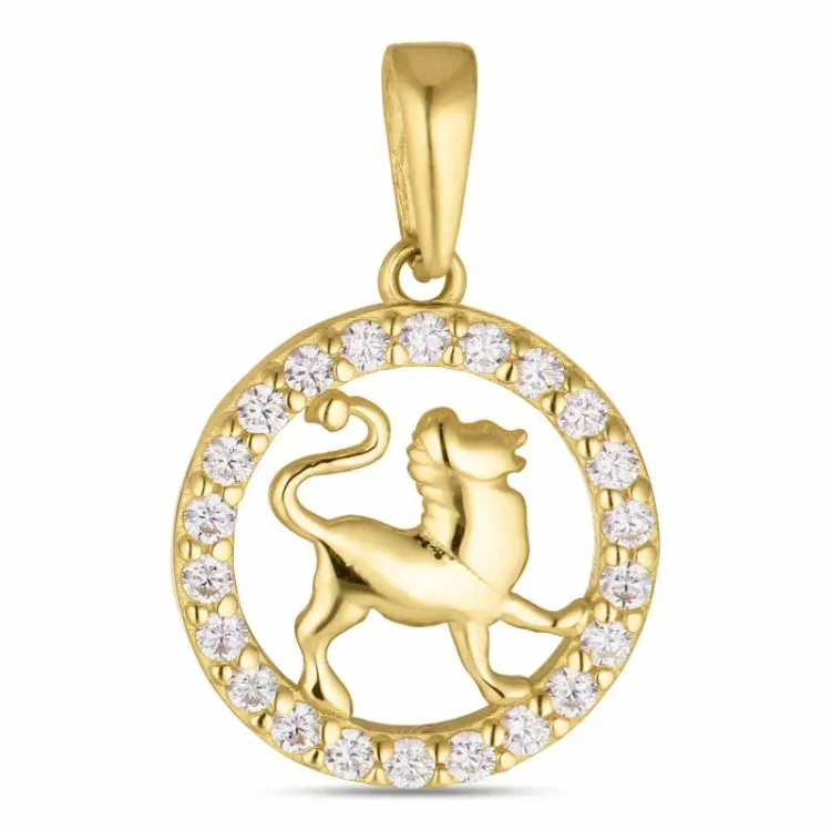sternzeich löwe Zirkon Anhänger aus 8 Karat Gold - Gold Collection
