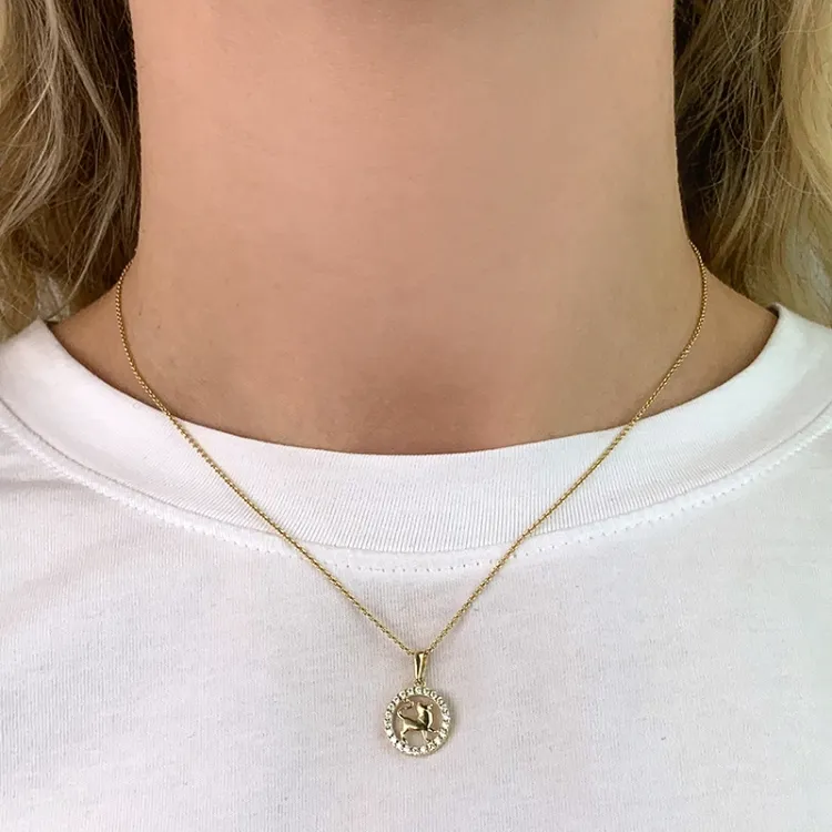 sternzeich löwe Zirkon Anhänger aus 8 Karat Gold - Gold Collection