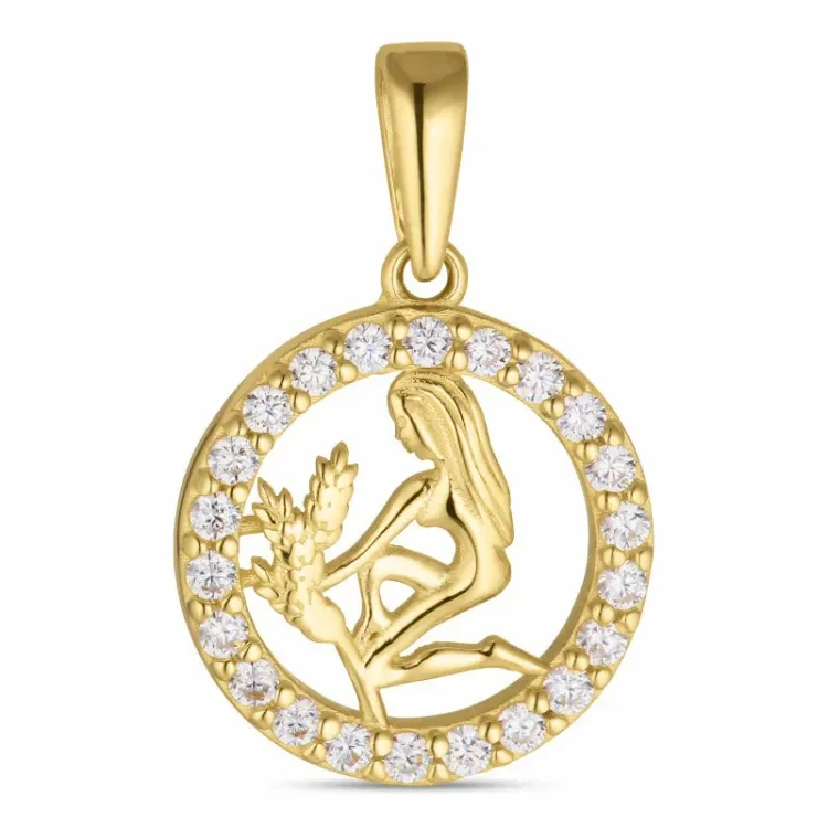 sternzeich jungfrau Zirkon Anhänger aus 8 Karat Gold - Gold Collection