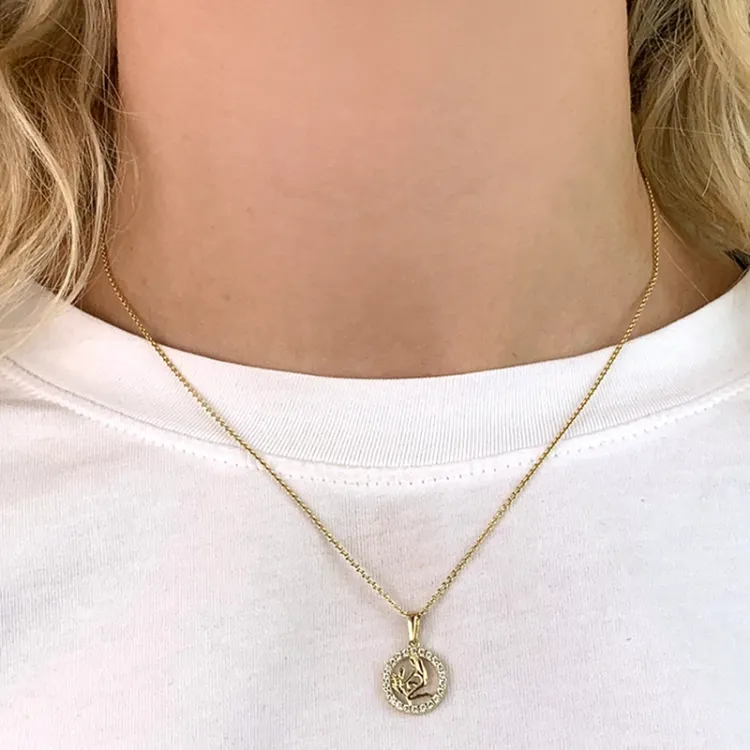 sternzeich jungfrau Zirkon Anhänger aus 8 Karat Gold - Gold Collection