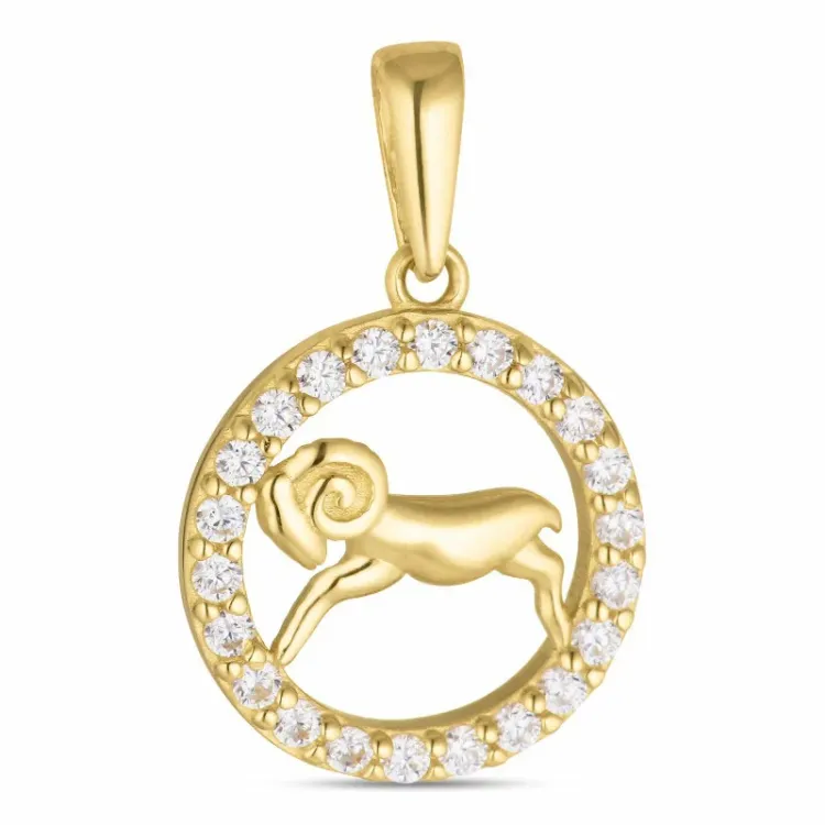 sternzeich widder Zirkon Anhänger aus 8 Karat Gold - Gold Collection