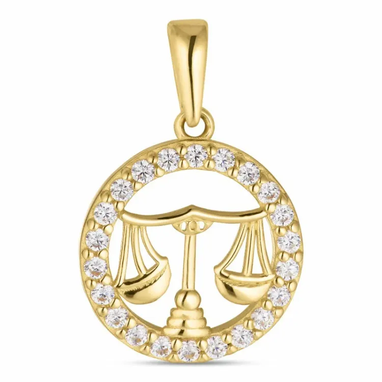 sternzeich waage Zirkon Anhänger aus 8 Karat Gold - Gold Collection