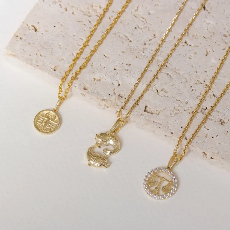 sternzeich waage Zirkon Anhänger aus 8 Karat Gold - Gold Collection