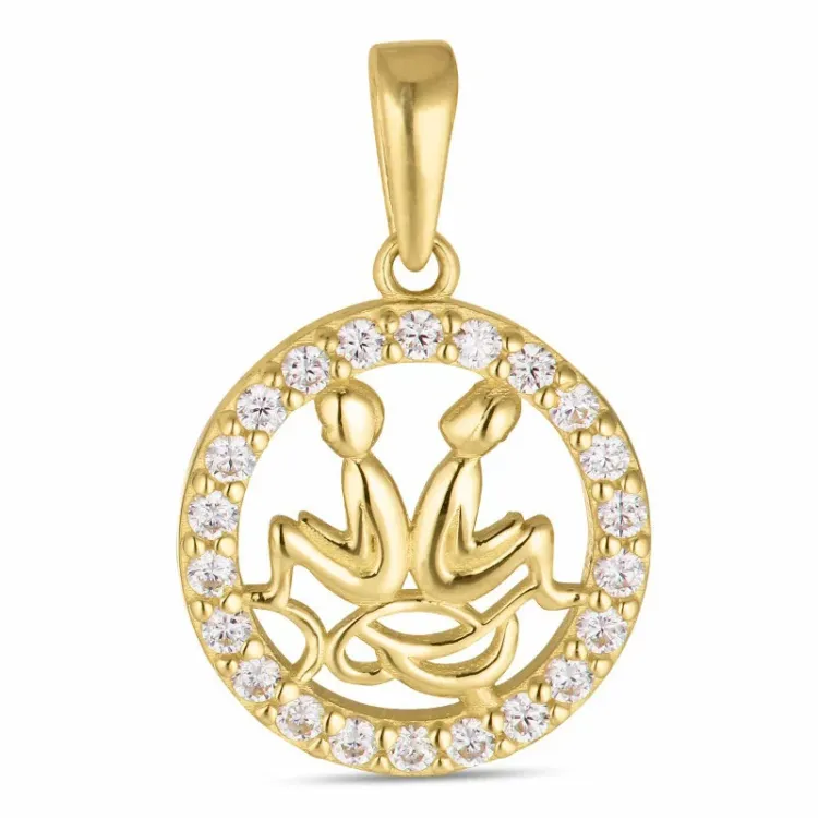 sternzeich zwillinge Zirkon Anhänger aus 8 Karat Gold - Gold Collection