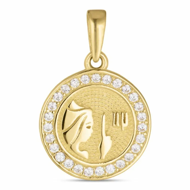 sternzeich jungfrau Zirkon Anhänger aus 8 Karat Gold - Gold Collection