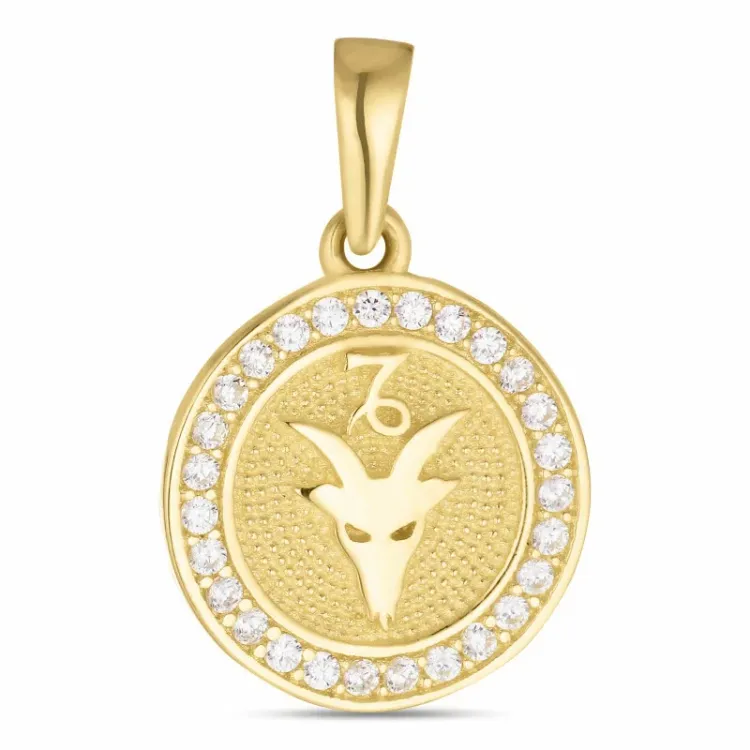 sternzeich steinbock Zirkon Anhänger aus 8 Karat Gold - Gold Collection