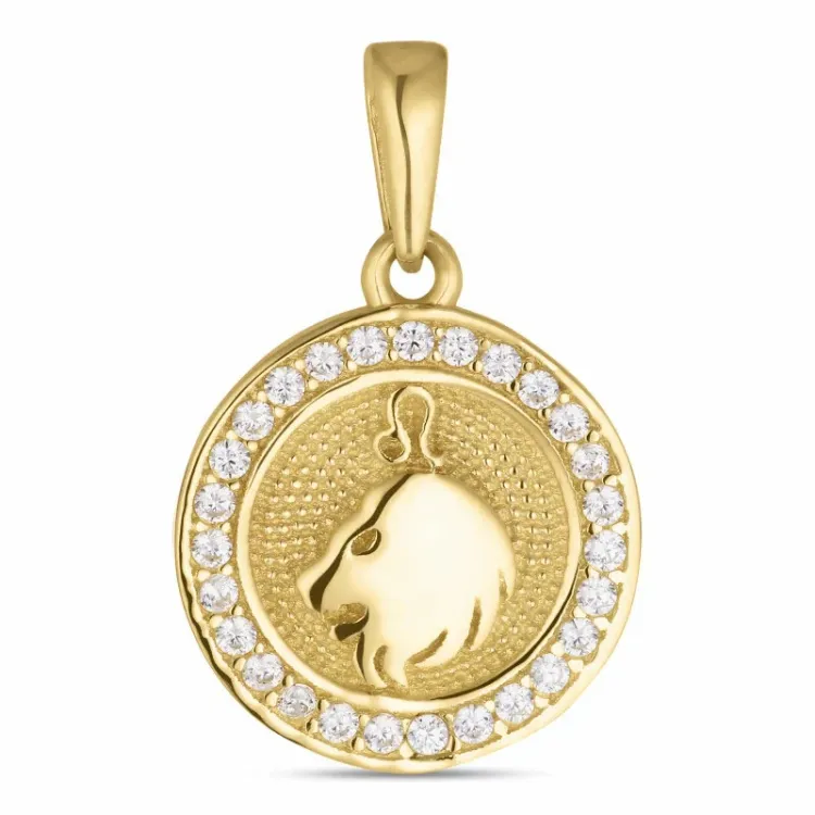sternzeich löwe Zirkon Anhänger aus 8 Karat Gold - Gold Collection