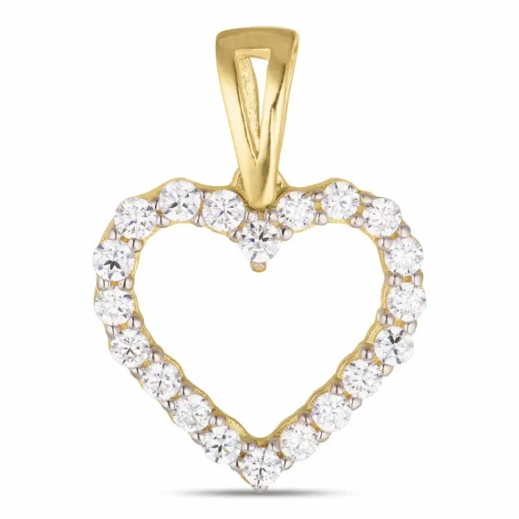 Herz Zirkon Anhänger aus 8 Karat Gold, rhodiniert