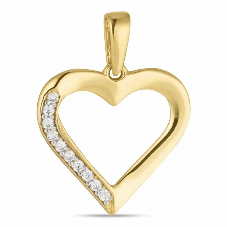 Herz Zirkon Anhänger aus 8 Karat Gold, rhodiniert