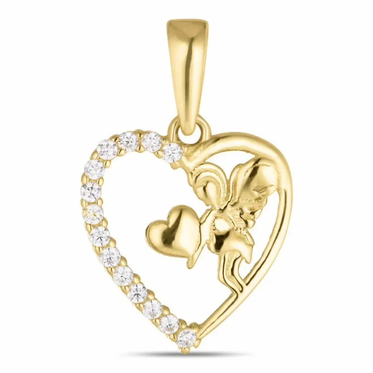 Herz Engel Zirkon Anhänger aus 8 Karat Gold - Gold Collection