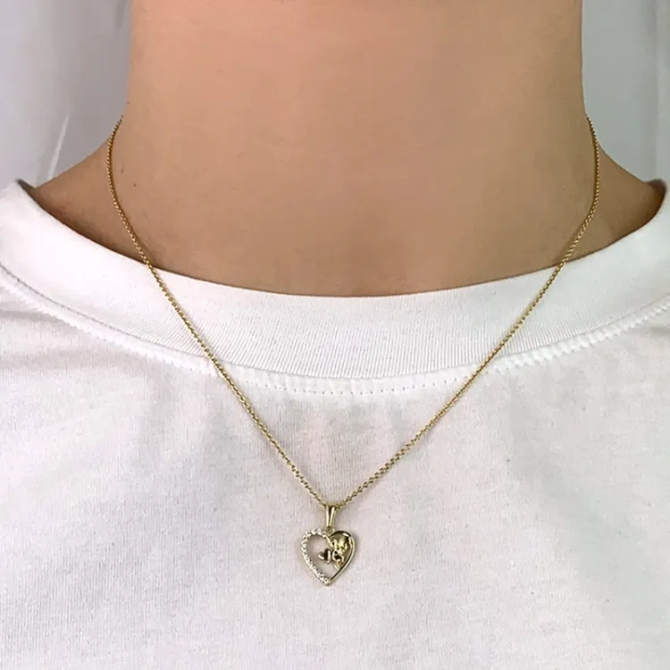 Herz Engel Zirkon Anhänger aus 8 Karat Gold - Gold Collection