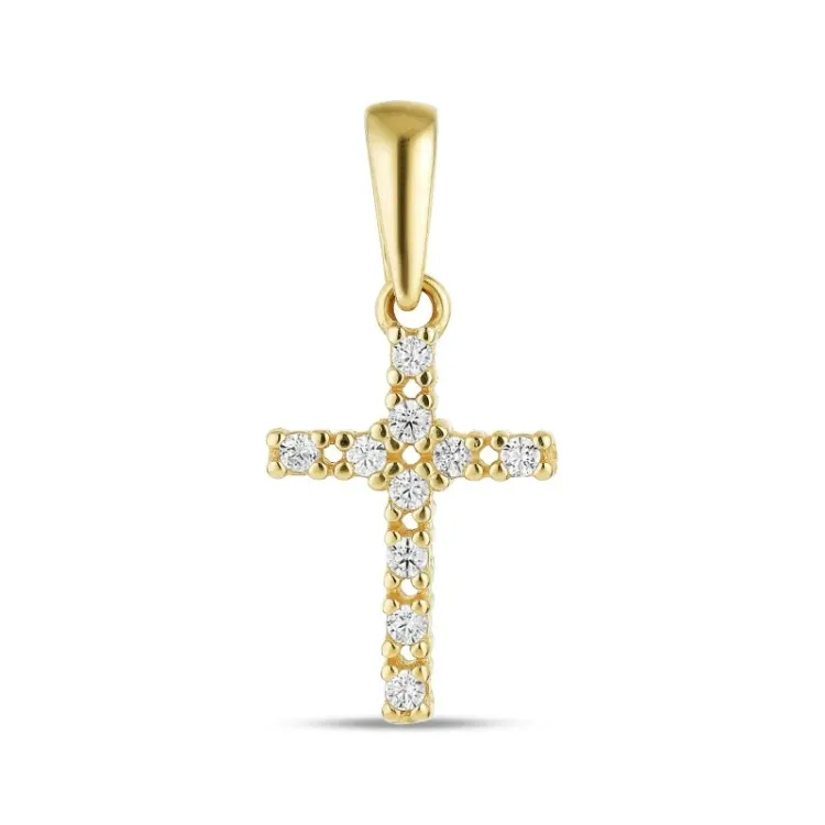 Kreuz Zirkon Anhänger aus 8 Karat Gold - Amoré