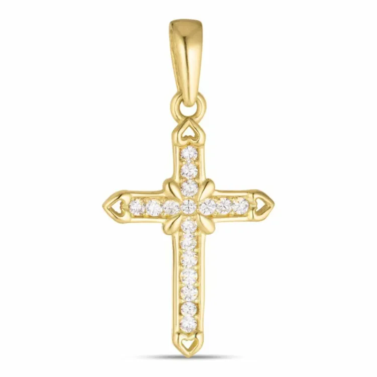 Kreuz Zirkon Anhänger aus 8 Karat Gold