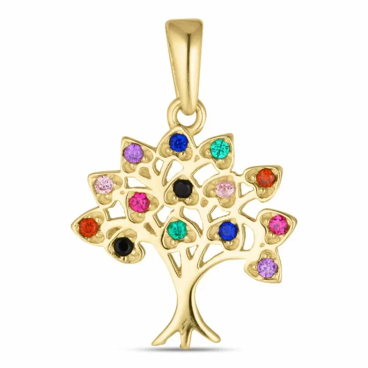 Lebensbaum Zirkon Anhänger aus 8 Karat Gold - Gold Collection