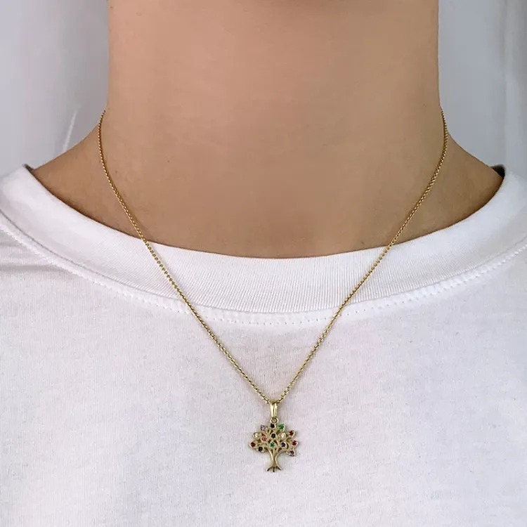 Lebensbaum Zirkon Anhänger aus 8 Karat Gold - Gold Collection