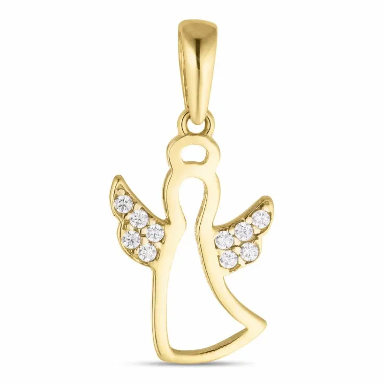 Engel Zirkon Anhänger aus 8 Karat Gold - Gold Collection