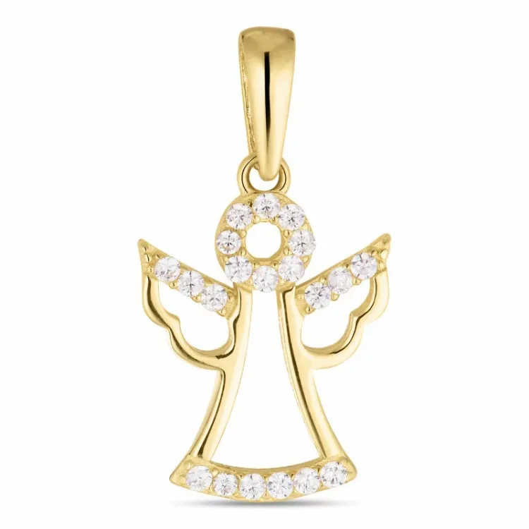 Engel Zirkon Anhänger aus 8 Karat Gold - Gold Collection