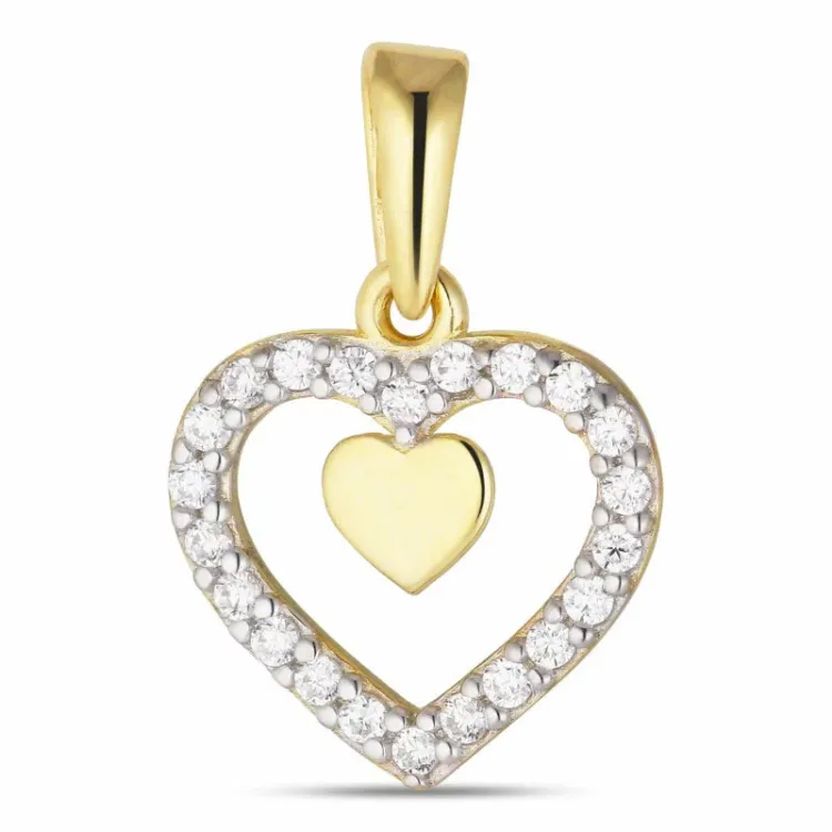 Herz Zirkon Anhänger aus 8 Karat Gold, rhodiniert