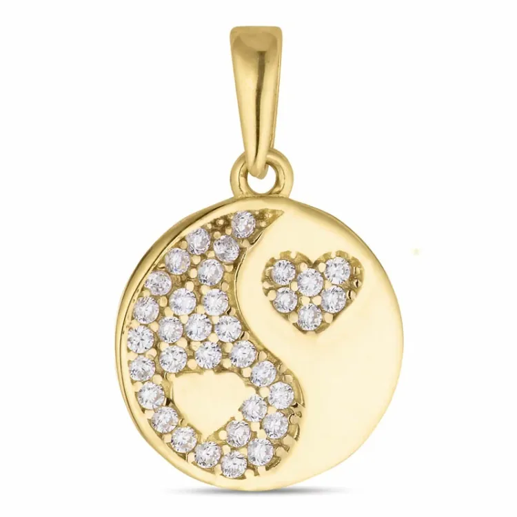 Yin Yang Zirkon Anhänger aus 8 Karat Gold