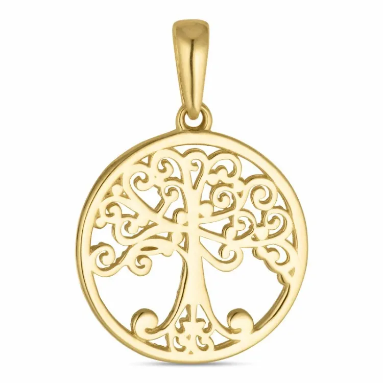 14,5 mm Lebensbaum Anhänger aus 8 Karat Gold - Gold Collection