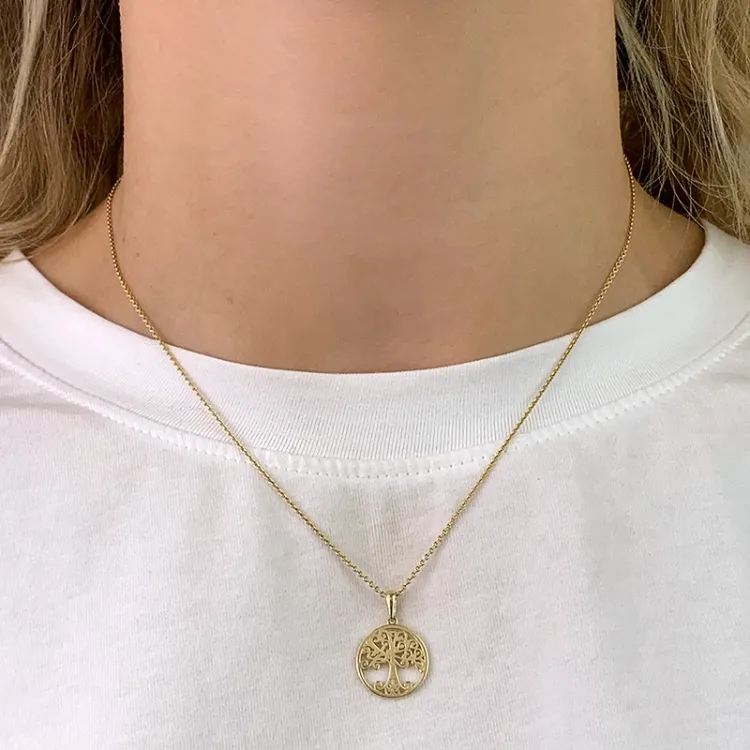 14,5 mm Lebensbaum Anhänger aus 8 Karat Gold - Gold Collection