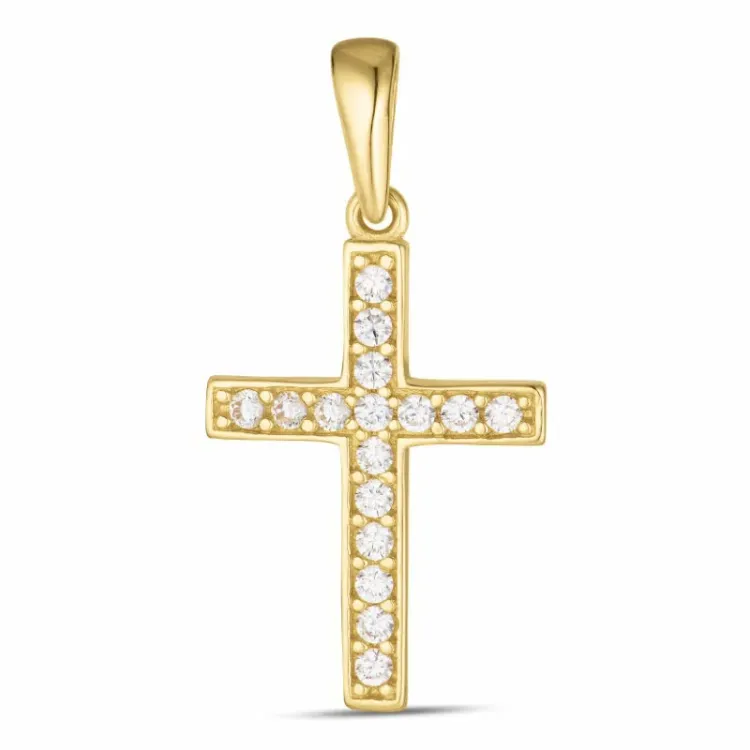 Kreuz Zirkon Anhänger aus 8 Karat Gold