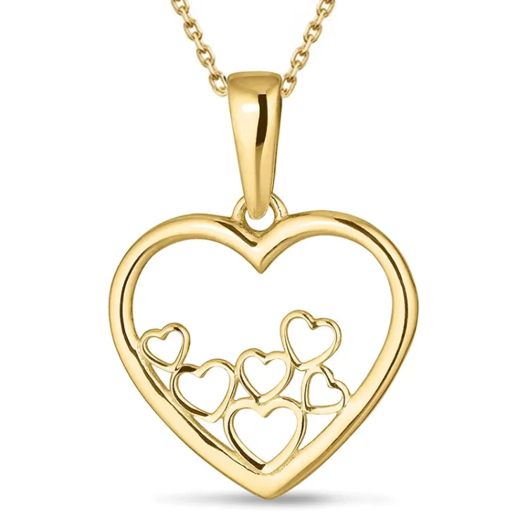 Herz Halskette aus vergoldetem Sterlingsilber und Anhänger aus 8 Karat Gold - Gold Collection