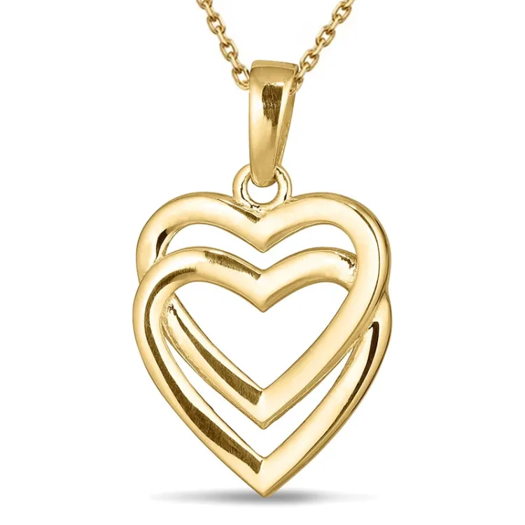 Herz Halskette aus vergoldetem Sterlingsilber und Anhänger aus 8 Karat Gold - Gold Collection