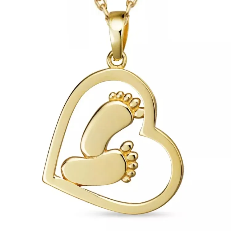 Herz Halskette aus vergoldetem Sterlingsilber und Anhänger aus 8 Karat Gold - Gold Collection