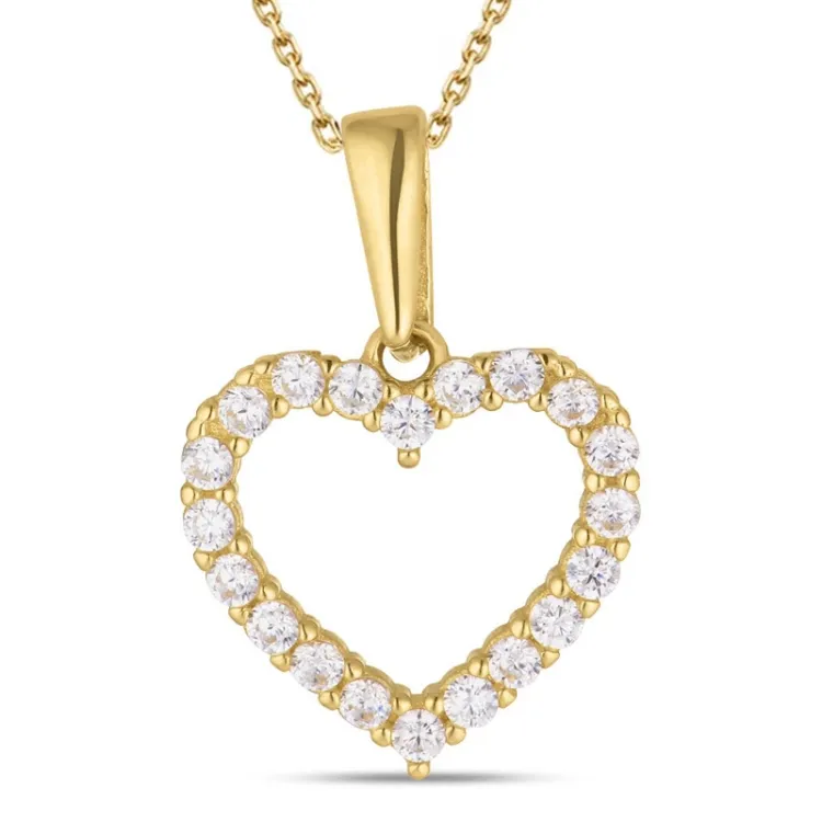 Herz Halskette aus vergoldetem Sterlingsilber und Anhänger aus 8 Karat Gold - Gold Collection
