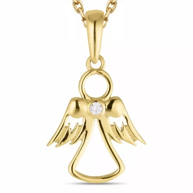 Engel Halskette aus vergoldetem Sterlingsilber und Anhänger aus 8 Karat Gold - Gold Collection