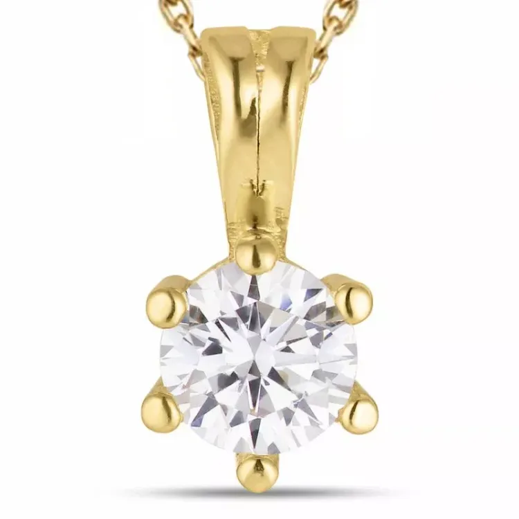 Zirkon Halskette aus vergoldetem Sterlingsilber und Anhänger aus 8 Karat Gold - Gold Collection