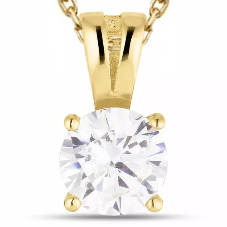 Zirkon Halskette aus vergoldetem Sterlingsilber und Anhänger aus 8 Karat Gold - Gold Collection