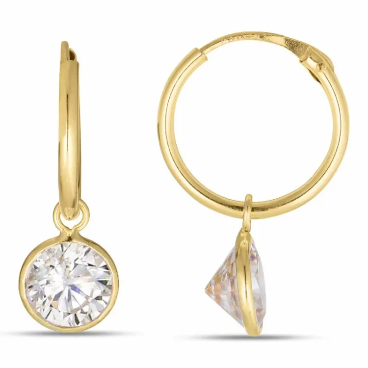 12 mm Kreole in 9 Karat Gold mit Zirkon - Gold Collection