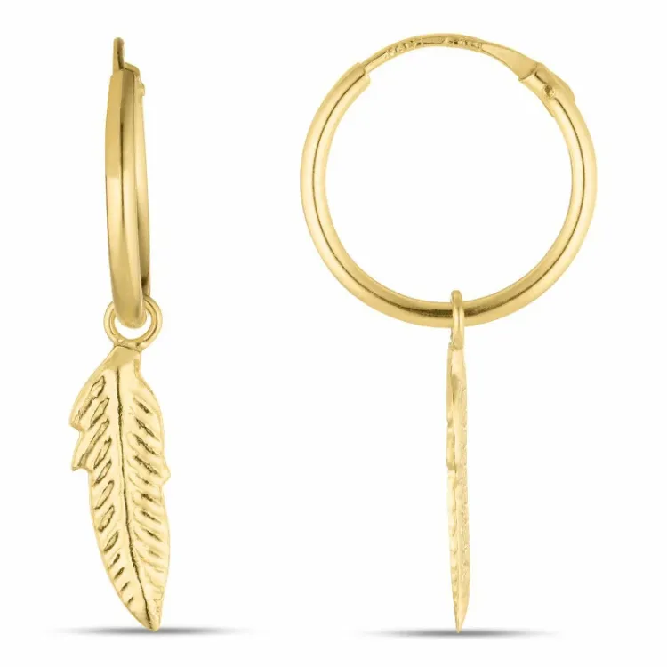 12 mm Feder Kreole in 9 Karat Gold - Gold Collection