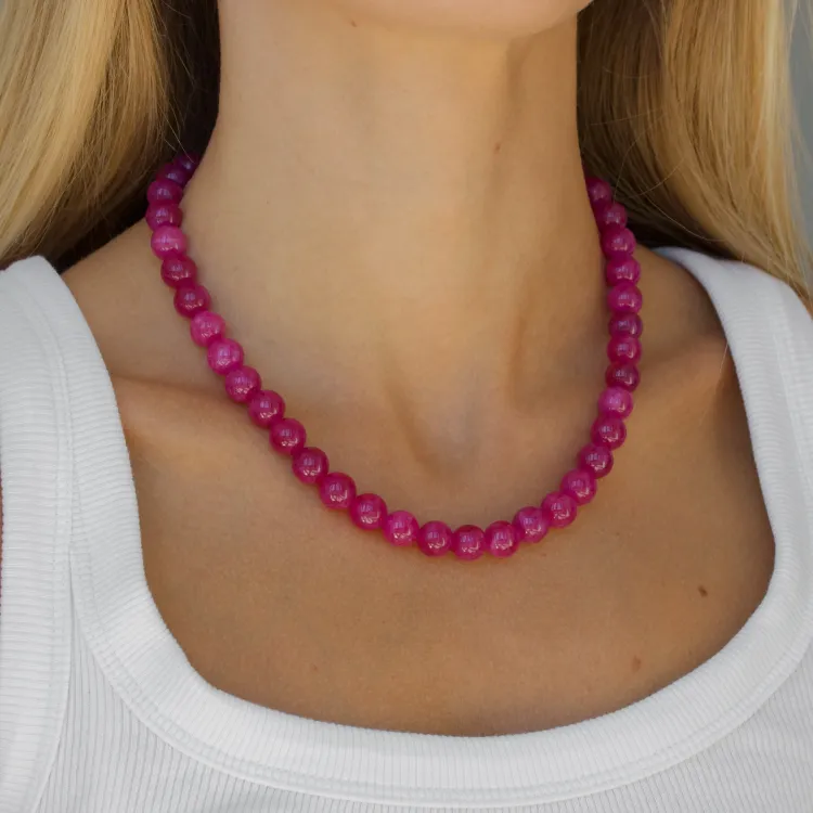 pink Turmalin Halskette aus vergoldetem Stahl - AURA