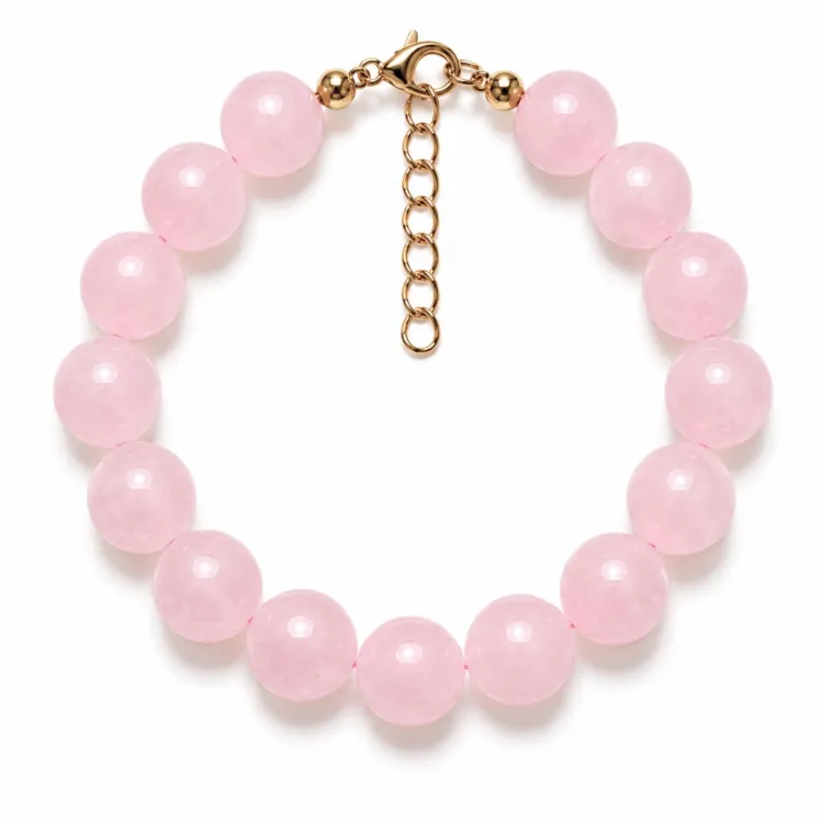 Rosenquarz Armband aus vergoldetem Stahl - AURA