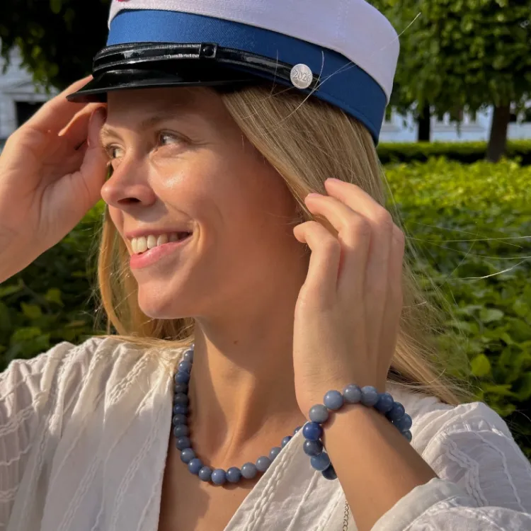 blauem Aventurin Armband aus vergoldetem Stahl - AURA