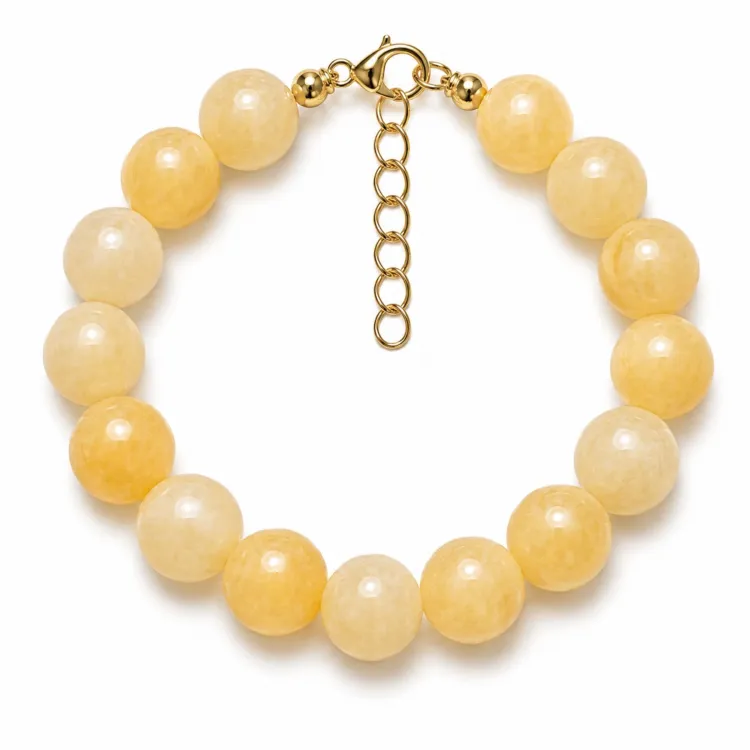 gelber Jade-Stein Armband aus vergoldetem Stahl - AURA
