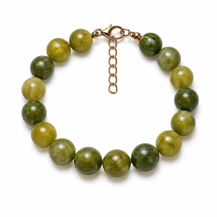 grünem Achat Armband aus vergoldetem Stahl - AURA