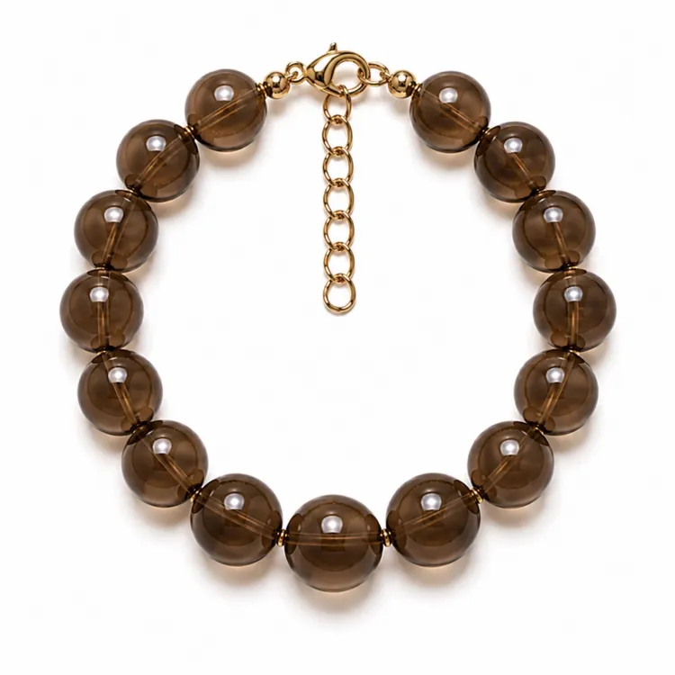 Rauchquarz Armband aus vergoldetem Stahl - AURA