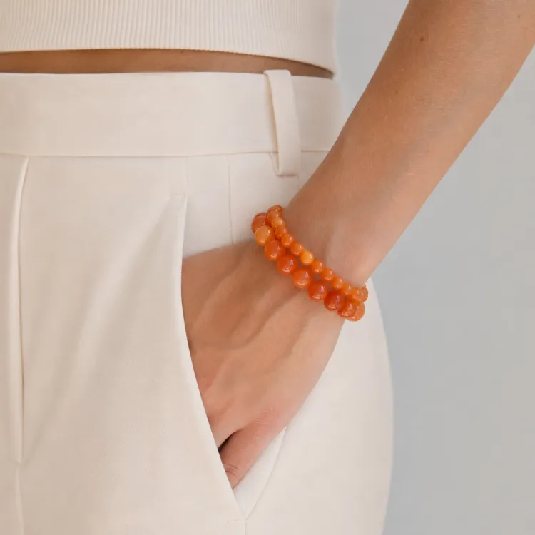 gelbem Calcedon Armband aus vergoldetem Stahl - AURA