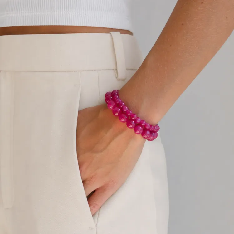 pink Turmalin Armband aus vergoldetem Stahl - AURA