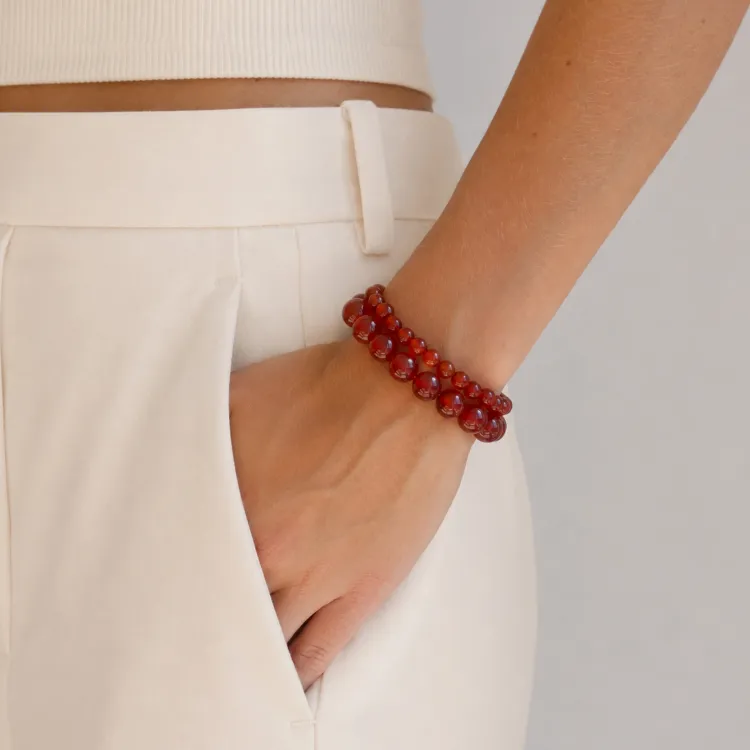 rotem Achat Armband aus vergoldetem Stahl - AURA