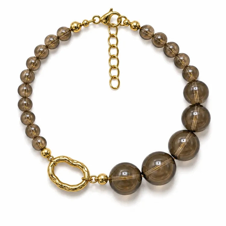 Rauchquarz Armband aus vergoldetem Stahl - AURA